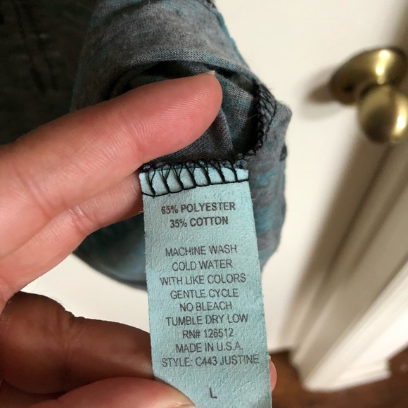 Crash n Burn Teal/Grey Skull V-Neck T-Shirt - Picture 7 of 7